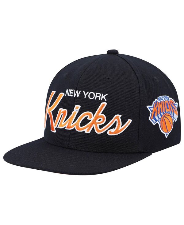 ミッチェル&ネス メンズ アクセサリー 帽子 Mitchell & Ness Men's Black New York Knicks Hardwood Classics Script 2.0 Snapback Hat Black ブラック