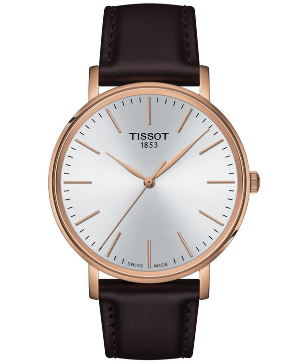 ティソット メンズ アクセサリー 腕時計 レザー Tissot Men's Swiss Everytime Brown Leather Strap Watch 40mm Brown ブラウン
