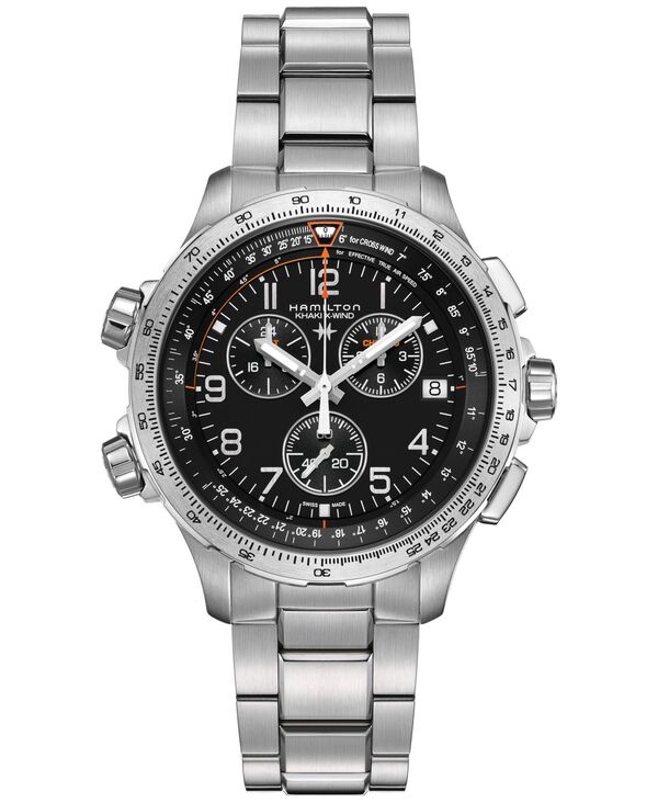 ハミルトン メンズ アクセサリー 腕時計 Tシャツ Hamilton Men's Swiss Chronograph X-Wind Stainless Steel Bracelet Watch 46mm No Color