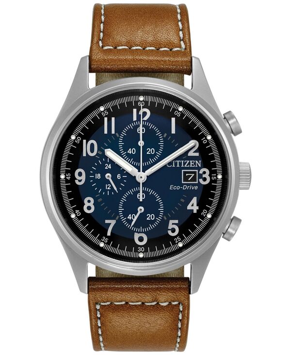 シチズン メンズ アクセサリー 腕時計 レザー Citizen Men's Eco-Drive Chronograph Brown Leather Strap Watch 42mm CA0621-05L Brown ブラウン