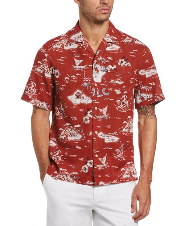 時間指定不可 オリジナルペンギン メンズ ポロシャツ トップス Men S Aloha Tropical Print Camp Shirt Red Ochre 50 Off Affectofoundation Org
