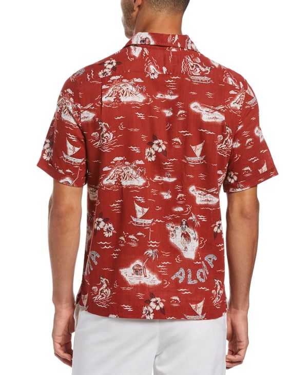 時間指定不可 オリジナルペンギン メンズ ポロシャツ トップス Men S Aloha Tropical Print Camp Shirt Red Ochre 50 Off Affectofoundation Org