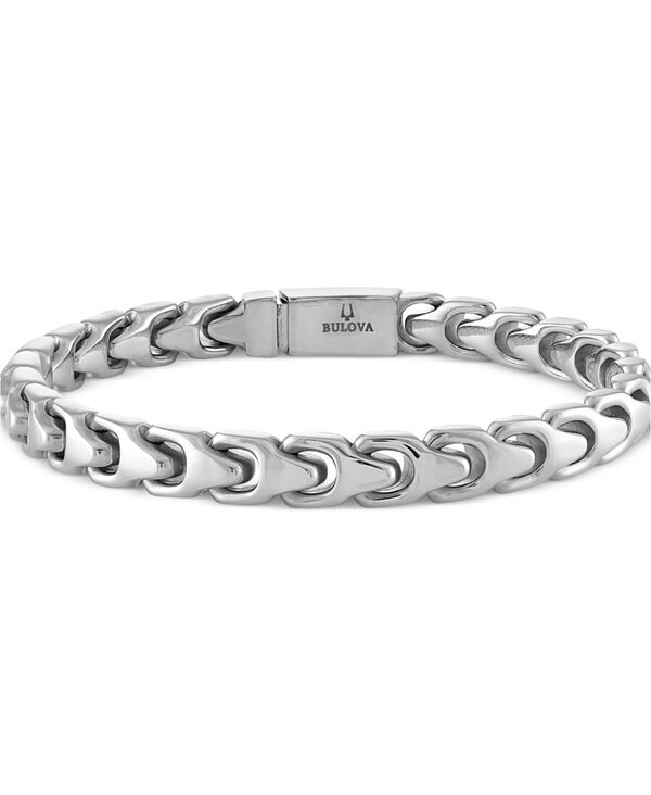 ブロバ メンズ アクセサリー ブレスレット・バングル・アンクレット Tシャツ Bulova Men's Link Bracelet in Stainless Steel Silver シルバー