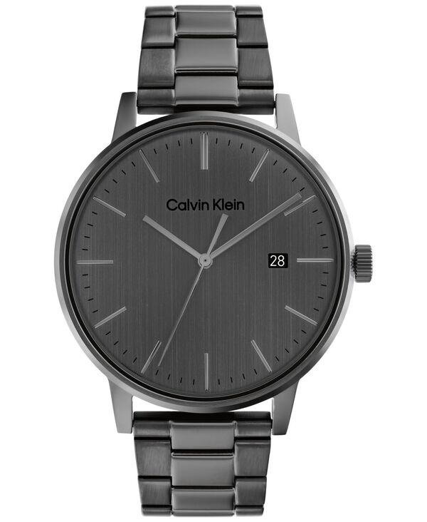 カルバンクライン メンズ アクセサリー 腕時計 Tシャツ Calvin Klein Gray Stainless Steel Bracelet Watch 43mm Grey グレー