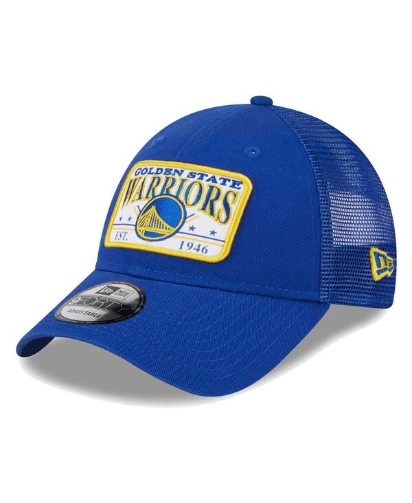 ニューエラ メンズ アクセサリー 帽子 New Era Men's Royal Golden State Warriors Plate Oversized Patch Trucker 9FORTY Adjustable Hat Royal
