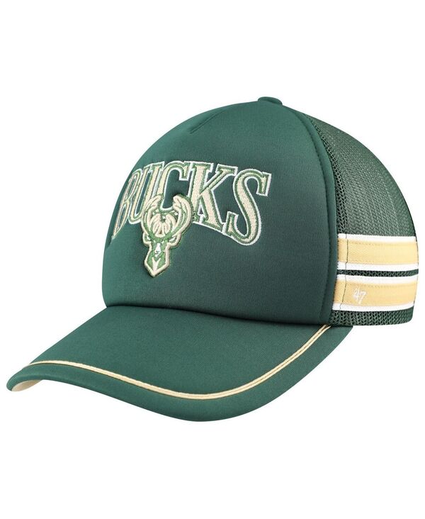 47 ブランド メンズ アクセサリー 帽子 '47 Brand Men's Hunter Green Milwaukee Bucks Sidebrand Stripes Trucker Adjustable Hat Hunter Green グリーン|ReVida 店