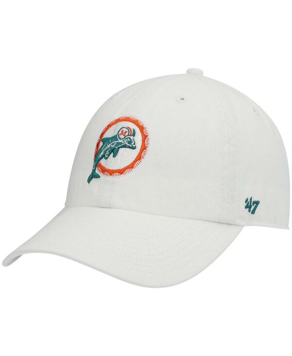 47 ブランド メンズ アクセサリー 帽子 '47 Brand Men's White Miami Dolphins Clean Up Legacy Adjustable Hat White ホワイト｜ReVida 店 8,015円