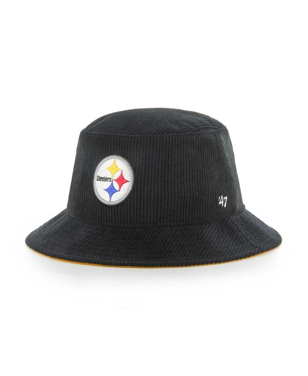 47 ブランド メンズ アクセサリー 帽子 Tシャツ '47 Brand Men's Black Pittsburgh Steelers Thick Cord Bucket Hat Black ブラック