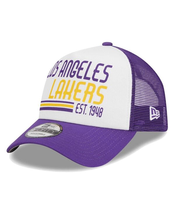 ニューエラ メンズ アクセサリー 帽子 New Era Men's White Los Angeles Lakers Lift Pass Foam Front Trucker 9FORTY Adjustable Hat White ホワイト