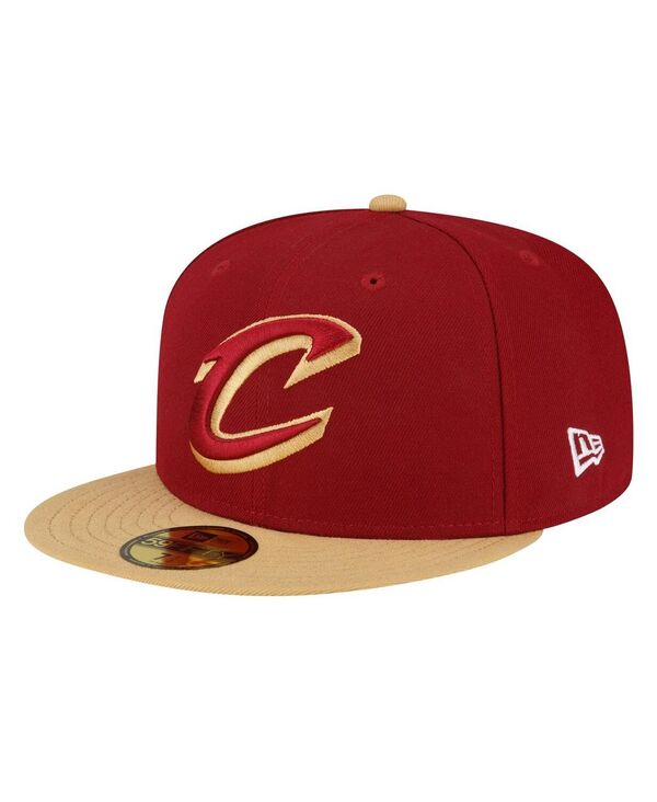 ニューエラ メンズ アクセサリー 帽子 New Era Men's Wine Gold Cleveland Cavaliers 2-Tone 59FIFTY Fitted Hat Wine Gold ワイン