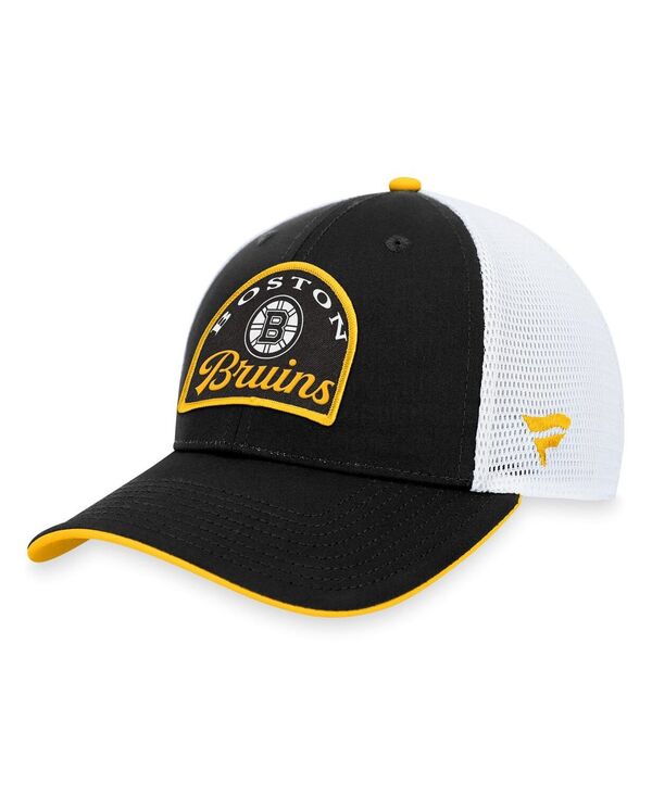 ファナティクス メンズ アクセサリー 帽子 Fanatics Men's Black White Boston Bruins Fundamental Adjustable Hat Black White ホワイト