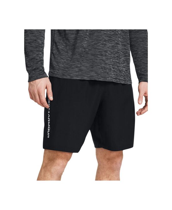 アンダーアーマー メンズ ボトムス ハーフパンツ・ショーツ プリント ショートパンツ ロゴ Under Armour Men's Moisture-Wicking Logo-Print 8-1/4 Tech Shorts Black/white ホワイト