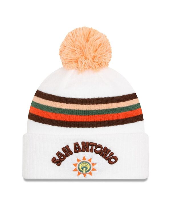 ニューエラ メンズ アクセサリー 帽子 ニット New Era Men's White San Antonio Spurs 2023/24 City Edition Cuffed Pom Knit Hat White ホワイト