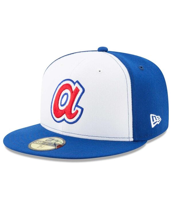 ニューエラ メンズ アクセサリー 帽子 New Era Men's White Royal Atlanta Braves Cooperstown Collection 59FIFTY Fitted Hat White Royal ホワイト|ReVida 店