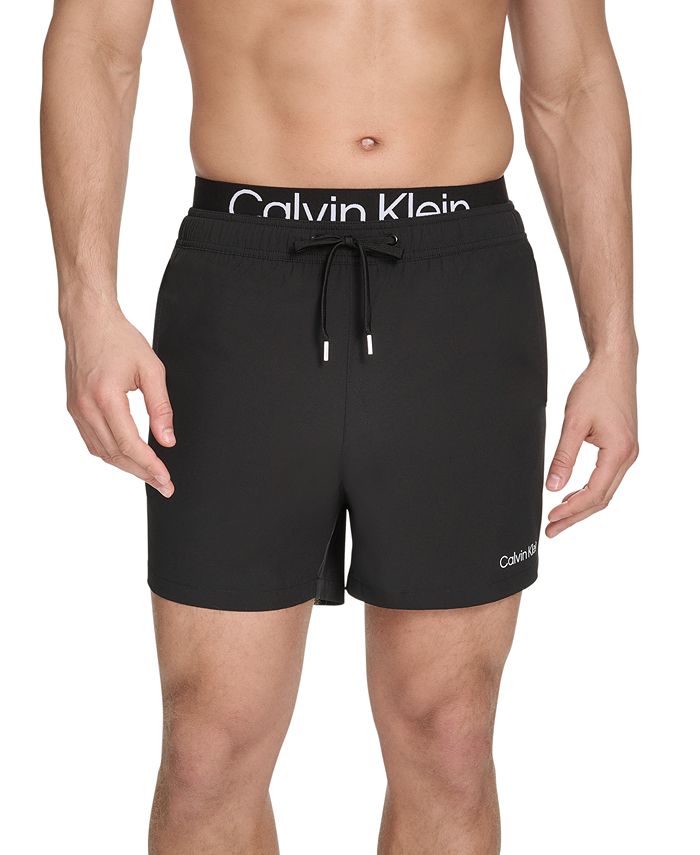 カルバンクライン メンズ 水泳着 二分の一ズボン下・さる股引き ロゴタイプ Calvin Klein Men\u0027s Logo Elastic Waist Modern Euro 5 Volley Swim Trunks Black 黒いこと