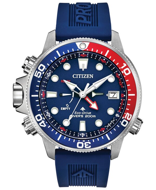 シチズン メンズ 佩び物 ウォッチ Citizen Eco-Drive Men\u0027s Promaster Aqualand Blue Silicone Strap Watch 46粍 Blue 青色