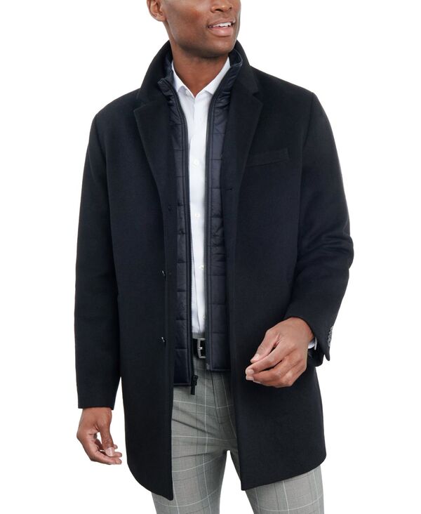 ロンドンフォグ メンズ アウター ジャケット・ブルゾン ベスト ウール コート London Fog Men's Wool-Blend Overcoat & Attached Vest Black ブラック