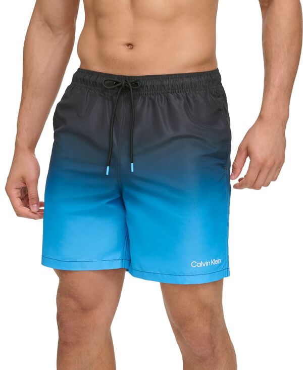カルバンクライン メンズ 水着 ハーフパンツ・ショーツ Calvin Klein Men's Sky Gradient 7 Volley Swim Trunks Black ブラック｜ReVida 店