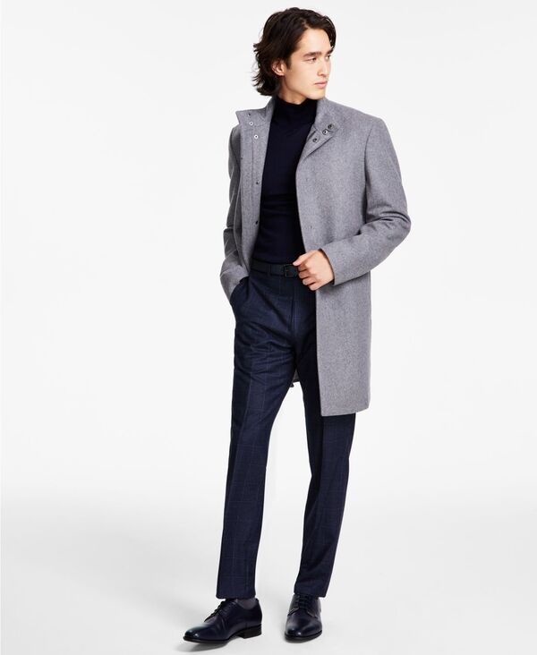 カルバンクライン メンズ アウター 上衣・上衣 厚地の外套 Calvin Klein Men\u0027s Mayden Slim-Fit Overcoat Grey 薄墨色