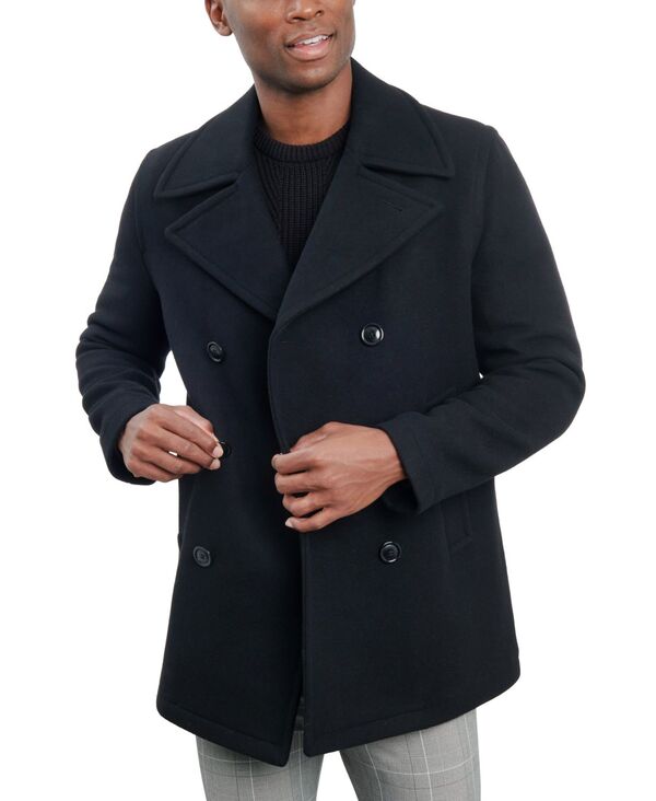 ロンドンフォグ メンズ アウター ジャケット・ブルゾン ウール コート London Fog Men's Double-Breasted Wool Blend Peacoat Black ブラック｜ReVida 店