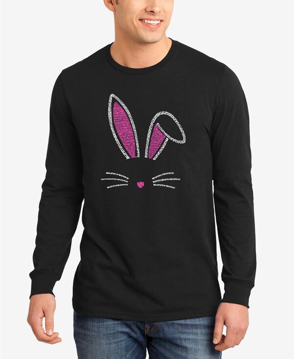 エルエーポップアート メンズ トップス Tシャツ LA Pop Art Men's Rabbit Ears Word Art Long Sleeve T-shirt Black ブラック