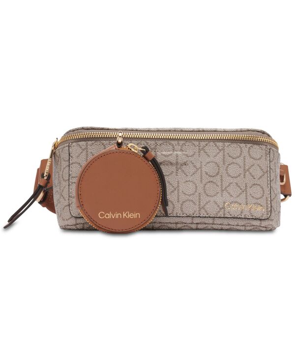 カルバンクライン レディース 御徒面子 ボディバッグ・ウエストポーチ Calvin Klein Millie Signature Convertible Belt Bag with Zippered Coin Pouch Almond Khaki/Caramel カーキ