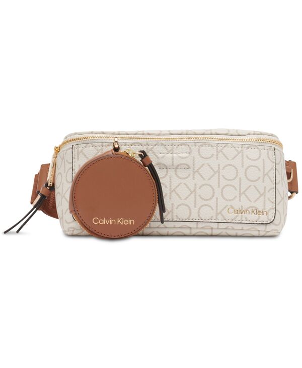 カルバンクライン レディース 御徒面子 ボディバッグ・ウエストポーチ Calvin Klein Millie Signature Convertible Belt Bag with Zippered Coin Pouch Vanilla Khaki/Caramel カーキ