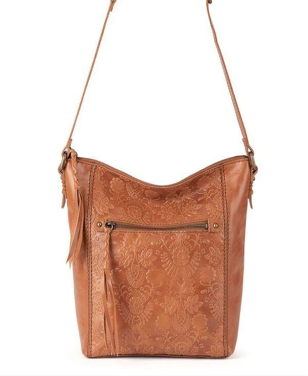 ザサック レディース 御徒面子 ショルダーバッグ なめし革 The Sak Women\u0027s Ashland Leather Crossbody Bag Tobacco Floral Emboss
