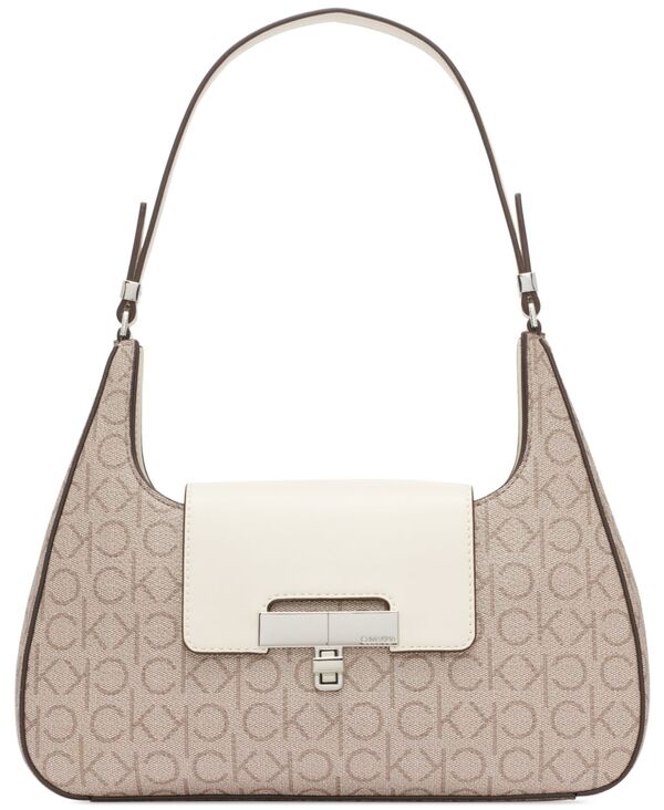 カルバンクライン レディース 御徒面子 ショルダーバッグ Calvin Klein Becky Signature Turnlock Shoulder Bag Taupe Whit トープ ショルダーバッグ・メッセンジャーバッグ-バッグ-バッグ・小物・ブランド雑貨
