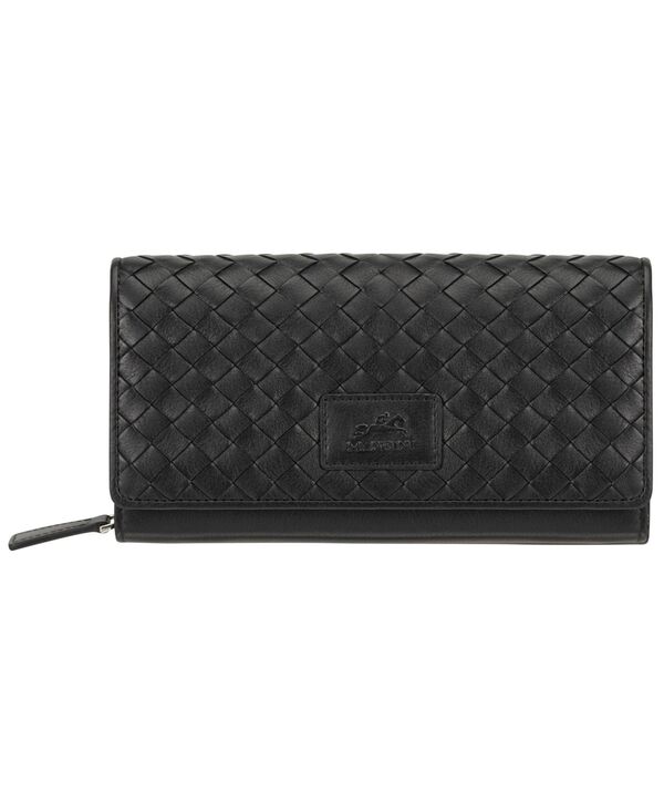 マンシーニ レディース 御徒面子 クラッチペダル御徒面子 Mancini Women\u0027s Basket Weave Collection RFID Secure Clutch Wallet Black 黒いこと