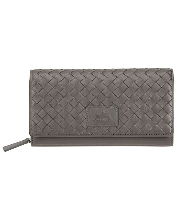 マンシーニ レディース 御徒面子 クラッチペダル御徒面子 Mancini Women\u0027s Basket Weave Collection RFID Secure Clutch Wallet Gray 薄墨色