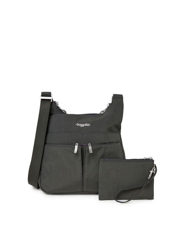 バッガリーニ レディース バッグ ショルダーバッグ Baggallini Cross Over Crossbody with RFID Charcoal チャコール｜ReVida 店