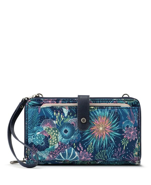 サック開びゃく レディース 添え物 ＰＣ・モバイルギアケース Sakroots Women\u0027s Recycled Ecotwill Smartphone Crossbody Wallet Royal Blue Seascape 青碧