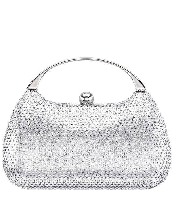 ニナ レディース バッグ ハンドバッグ Nina Crystal Minaudiere with Metal Handle Silver シルバー