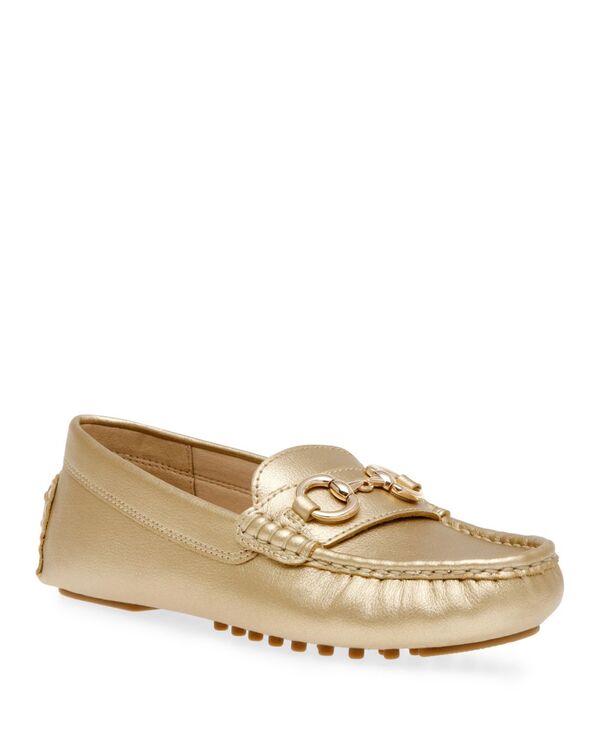 アンクライン レディース シューズ パンプス ローファー Anne Klein Women's Chrystie Moccasin Driver Loafers Gold ゴールド|ReVida 店