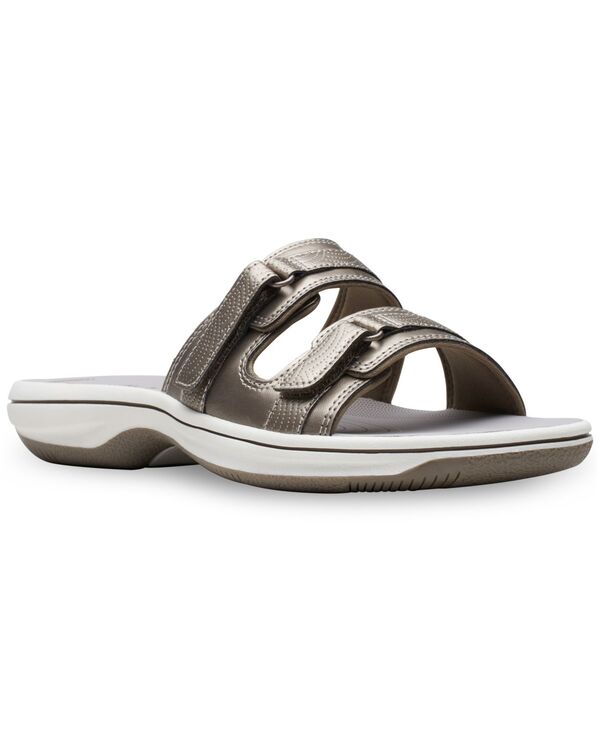 クラークス レディース シューズ サンダル Clarks Women's Cloudsteppers Breeze Piper Comfort Slide Sandals Pewter ピューター