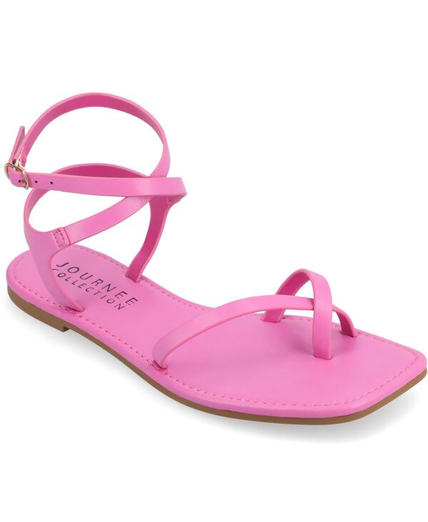 ジュルネ コレクション レディース シューズ サンダル Journee Collection Women's Charra Strappy Sandals Fuchsia Faux Leather- Polyurethane フューシャ