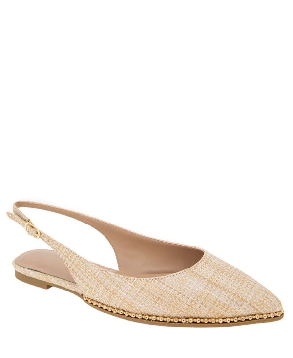 BCB ジェネレーション レディース シューズ パンプス BCBGeneration Women's Valerie Studded Slingback Pointed-Toe Flats Natural Raffia|ReVida 店