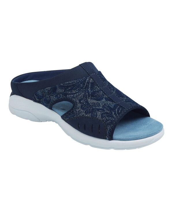 イージースピリット レディース シューズ サンダル Easy Spirit Women's Traciee Square Toe Casual Flat Sandals Ombre Denim デニム|ReVida 店
