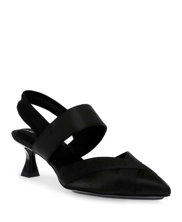 アンクライン レディース シューズ パンプス 踵 Anne Klein Women\u0027s Ireland Kitten Heel Slingback Pumps Black Fabric 黒いこと