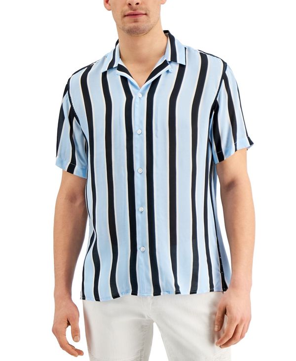 楽天1位 アイエヌシーインターナショナルコンセプト メンズ シャツ トップス INC Men´s Camp Collar Striped Shirt  Spacious Skies Combo 日本全国送料無料
