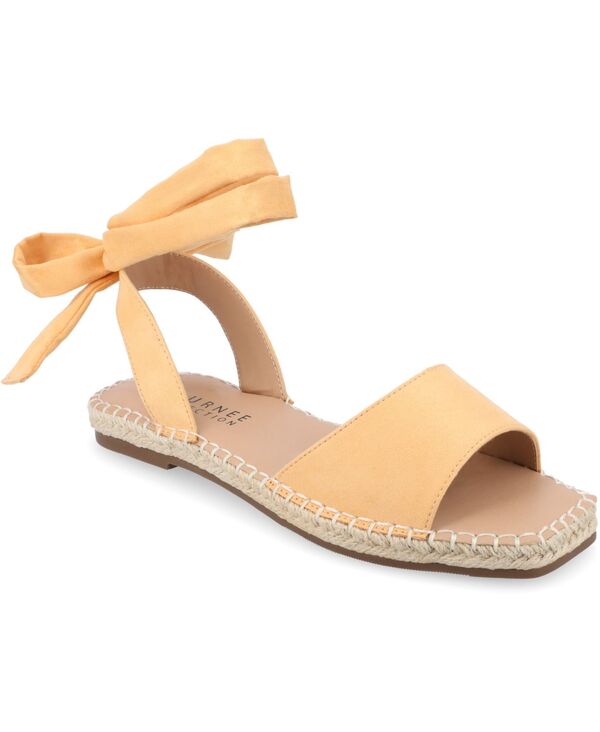 ジュルネ コレクション レディース シューズ サンダル Journee Collection Women's Emelie Espadrille Flat Sandals Orange Faux Leather- Polyurethane Polyester オレンジ