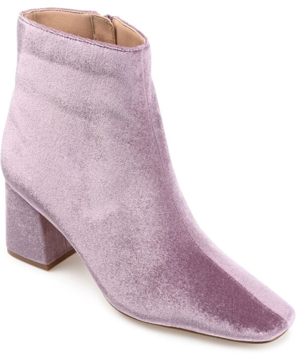 ジュルネ コレクション レディース シューズ ブーツ・レインブーツ ベルベット ブーツ ヒール Journee Collection Women's Hazara Wide Width Velvet Block Heel Dress Booties Lilac ライラック