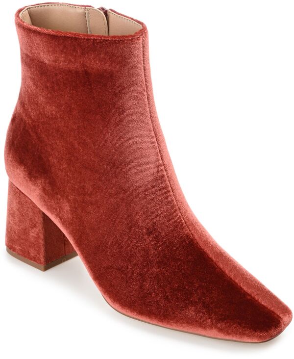 ジュルネ コレクション レディース シューズ ブーツ・レインブーツ ベルベット ブーツ ヒール Journee Collection Women's Hazara Wide Width Velvet Block Heel Dress Booties Rust ラスト