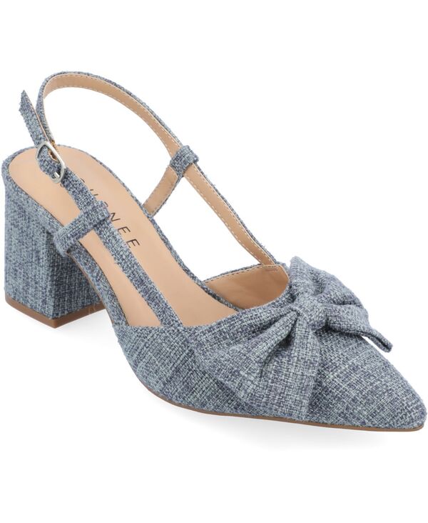 ジュルネ 寄せ合わせ レディース シューズ パンプス 踵 Journee Collection Women\u0027s Tailynn Wide Width Sling Back Block Heel Pumps Blue 青み