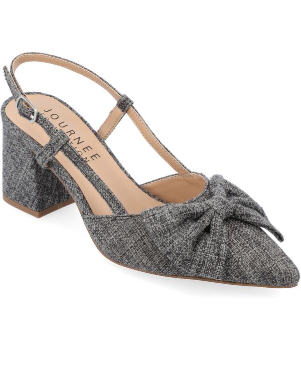 ジュルネ 寄せ合わせ レディース シューズ パンプス 踵 Journee Collection Women\u0027s Tailynn Wide Width Sling Back Block Heel Pumps Charcoal 濃灰色