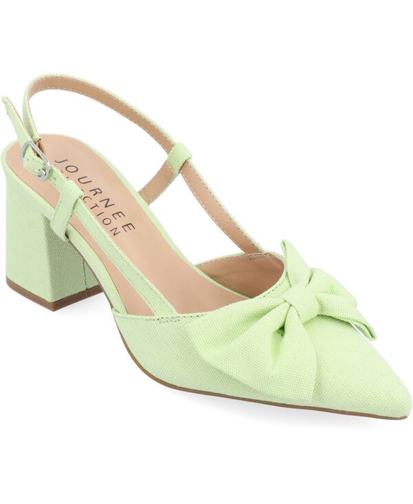 ジュルネ 寄せ合わせ レディース シューズ パンプス 踵 Journee Collection Women\u0027s Tailynn Wide Width Sling Back Block Heel Pumps Green 緑であること