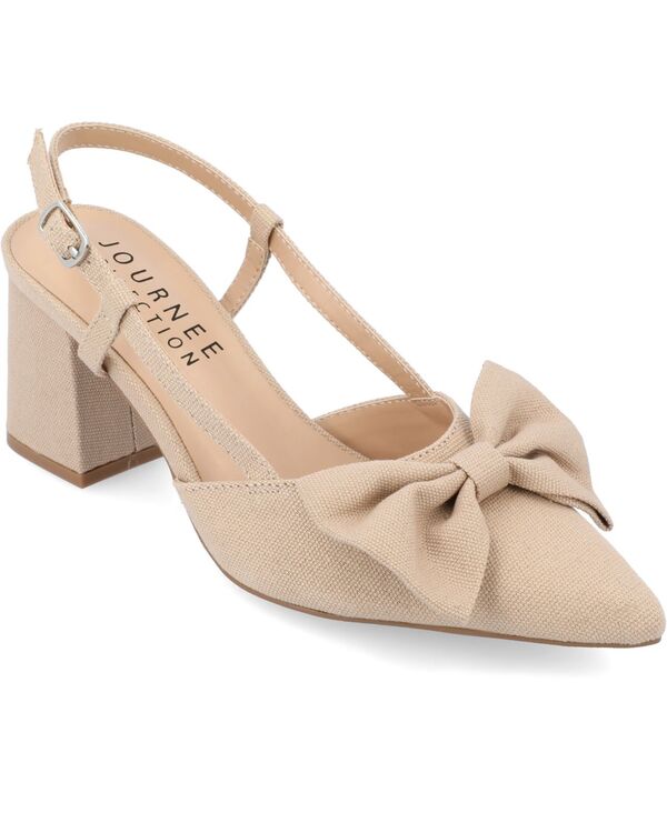 ジュルネ 寄せ合わせ レディース シューズ パンプス 踵 Journee Collection Women\u0027s Tailynn Wide Width Sling Back Block Heel Pumps Tan タン