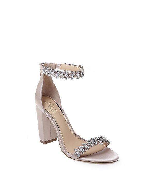 ジュウェルダグレイミシュカ レディース シューズ サンダル ヒール Jewel Badgley Mischka Women's Mayra Block Heel Evening Sandals Champagne Satin シャンパン｜ReVida 店 20,506円