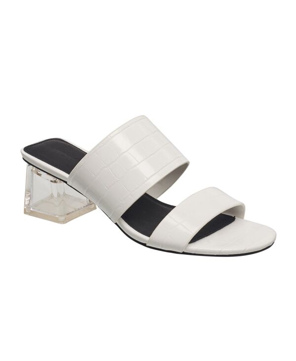 フレンチコネクション レディース シューズ サンダル ヒール French Connection Women's Slide on Block Heel Sandals White- Faux Leather ホワイト